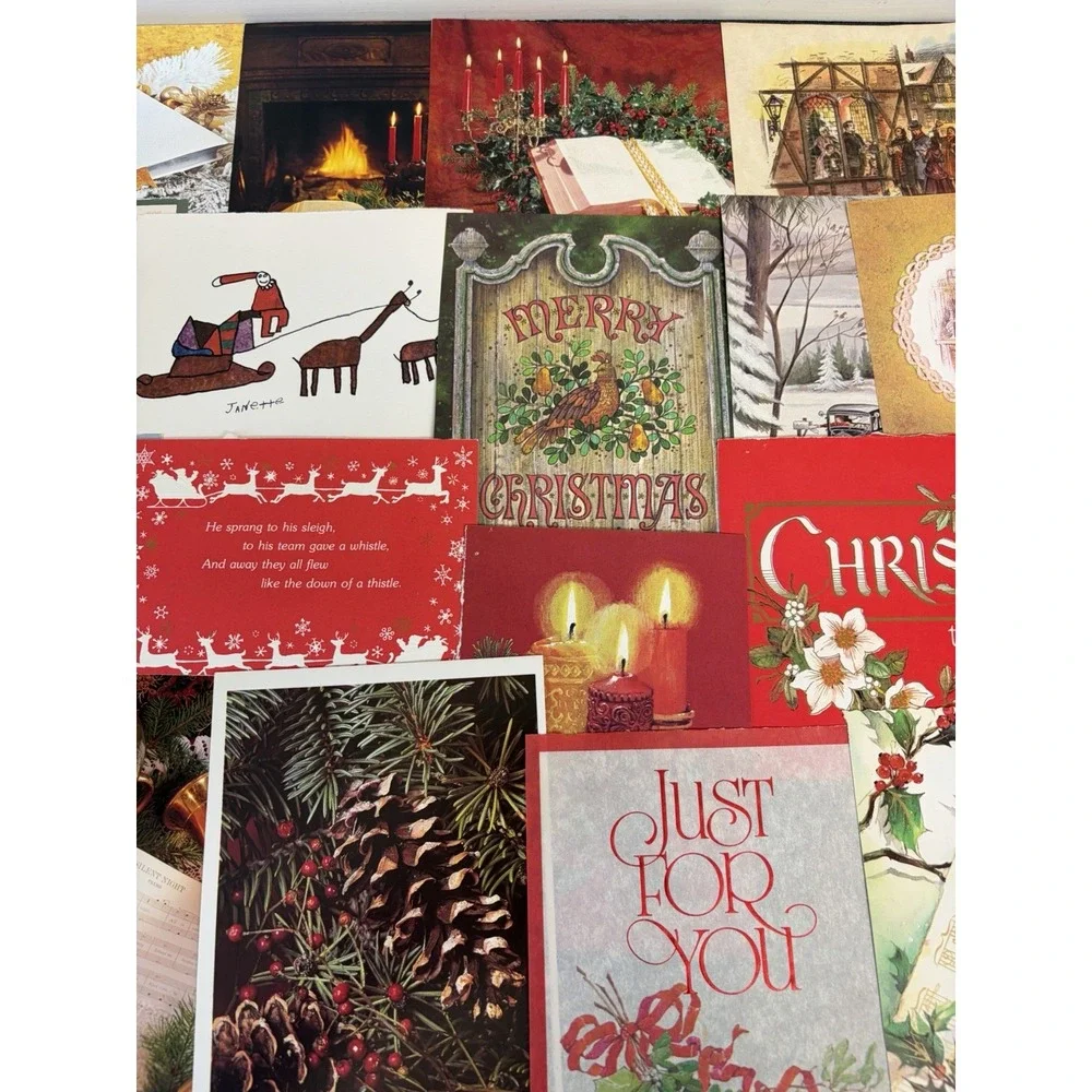 Vintage Christmas Cards Fronts ONLY Traditional Scrapbooking Decoupage Lot 50+